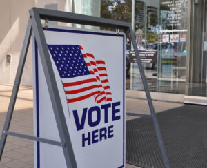 photo of vote here sign